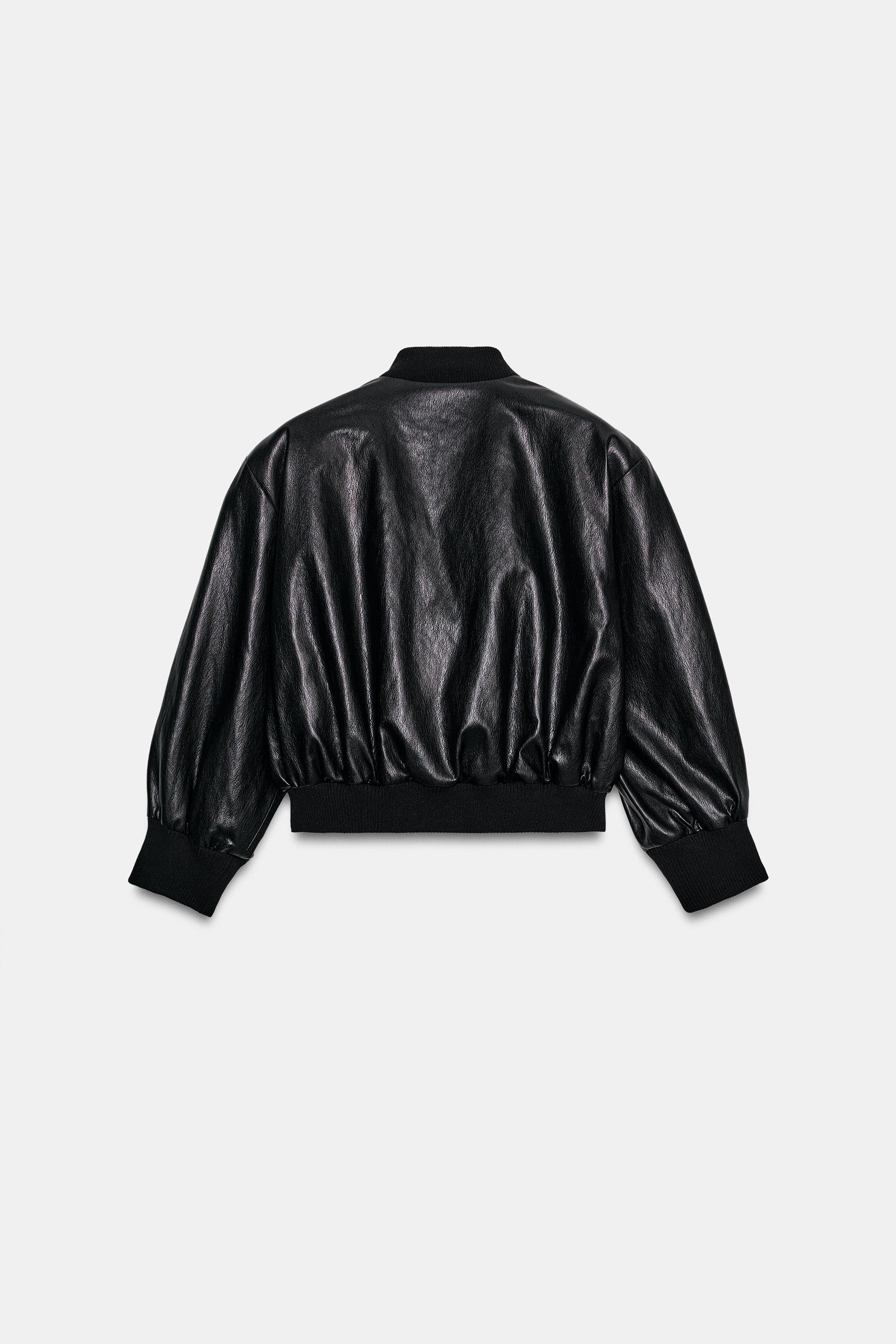 FAUX LEATHER SHOULDER PAD BOMBER JACKET | Zara US