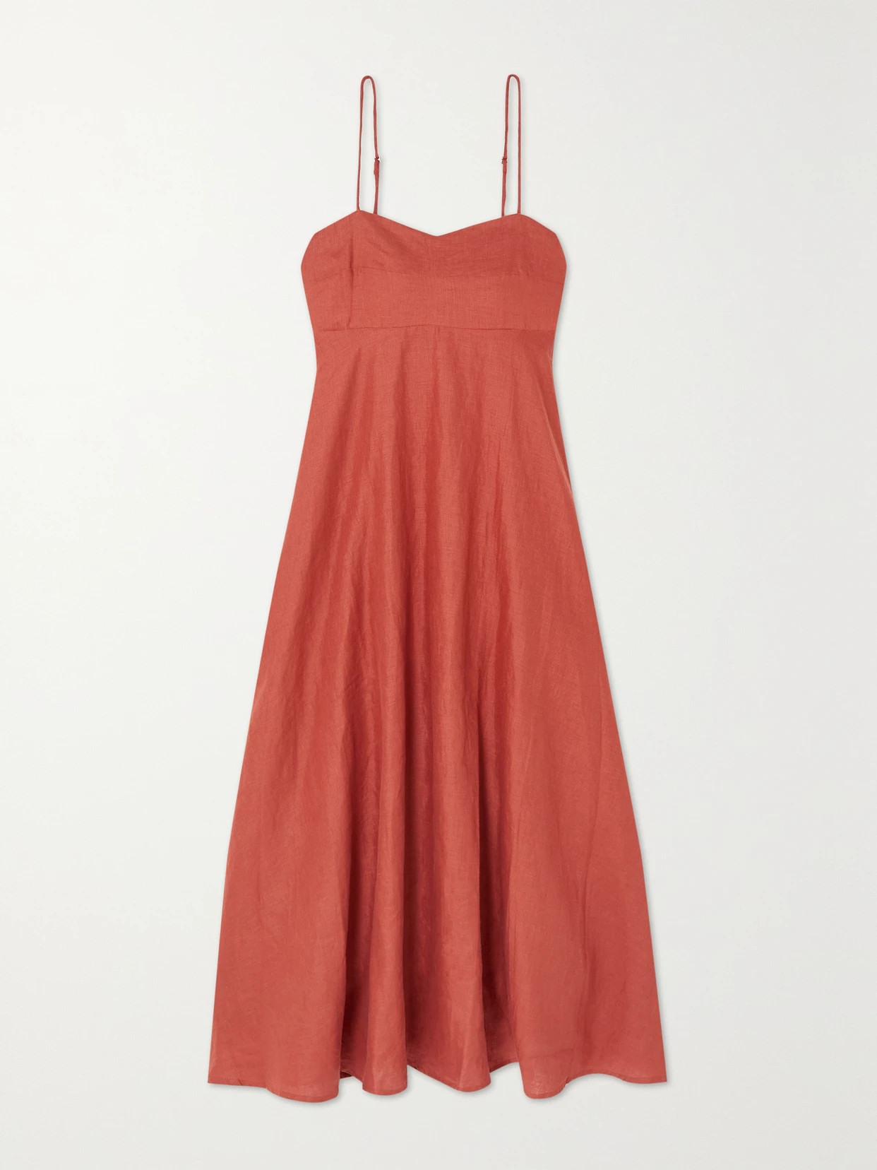 Faithfull The Brand - Alexandre Linen Midi Dress - Brown | NET-A-PORTER (US)