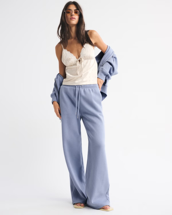 Women's High Rise Sunday Wide Leg Sweatpant | Women's Bottoms | Abercrombie.com | Abercrombie & Fitch (US)