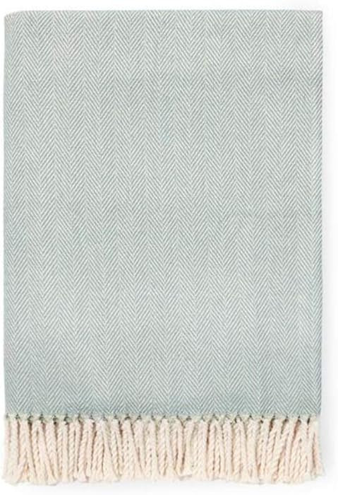 Sferra Celine Herringbone, 100% Cotton Throw Blanket - Slate Blue | Amazon (US)