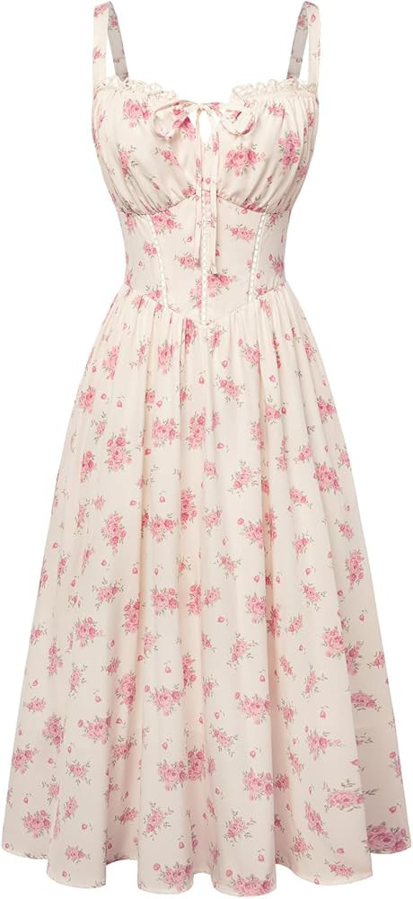 Scarlet Darkness Women 2026 Floral Corset Dress Summer Milkmaid Sundress Wedding Guest Dresses wi... | Amazon (US)