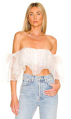 Show Me Your Mumu Rossella Ruffle Top in White Organza from Revolve.com | Revolve Clothing (Global)