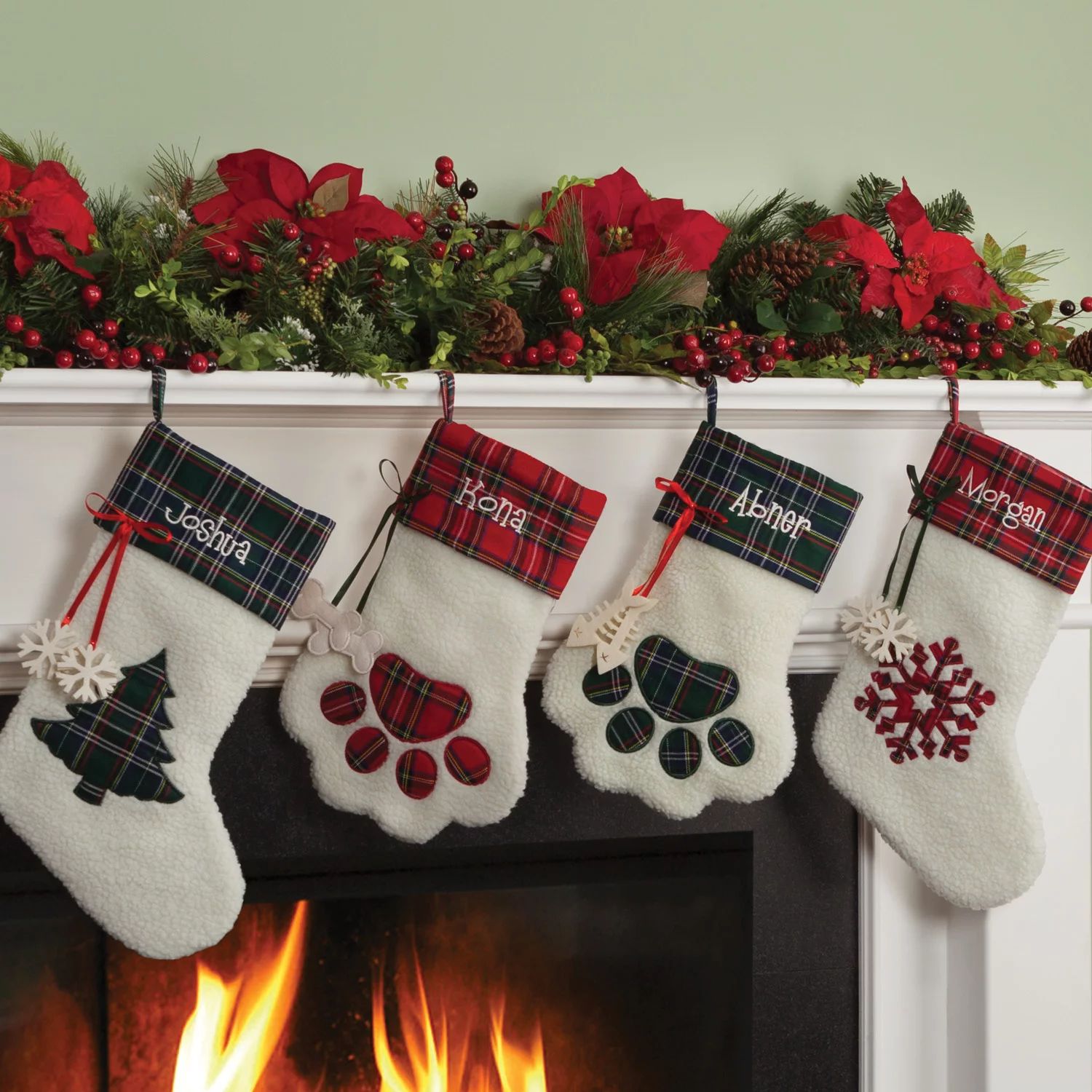 Personalized Dog Paw, Cat Paw and Snowflake Christmas Stockings | Walmart (US)