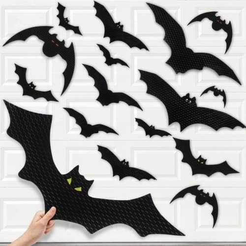 16 Pcs Halloween Bat Decorations Large Waterproof Magnet Bats Sticker Removable Indoor Outdoor Ha... | Amazon (US)