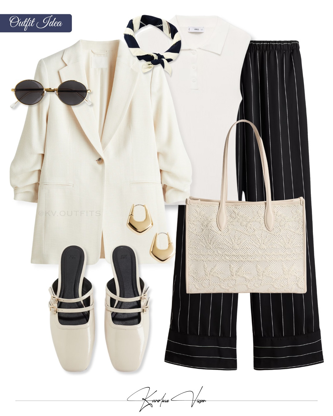 Summer Office Look 

Tags: gathered sleeve blazer h&m polo neck top mango striped trousers shopper bag m&s flat mules gold hoop earrings &otherstories oval sunglasses navy print scarf mint velvet workwear office look summer outfit timeless fashion

#LTKstyletip #LTKworkwear #LTKsummer