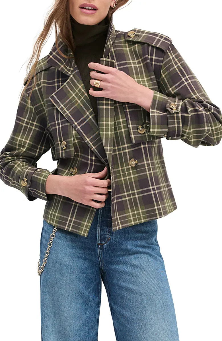 Favorite Daughter The Cropped Charles Plaid Trench Coat | Nordstrom | Nordstrom