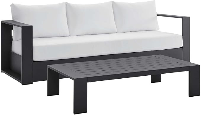 Modway Tahoe Outdoor Patio Powder-Coated Aluminum Sofa, Gray White | Amazon (US)