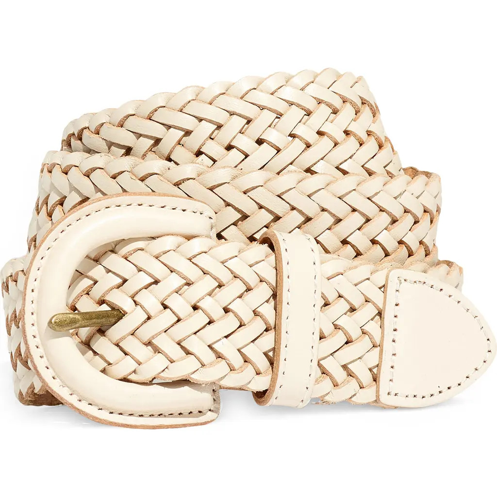 Madewell Woven Leather Belt in Pale Oyster at Nordstrom, Size Medium | Nordstrom