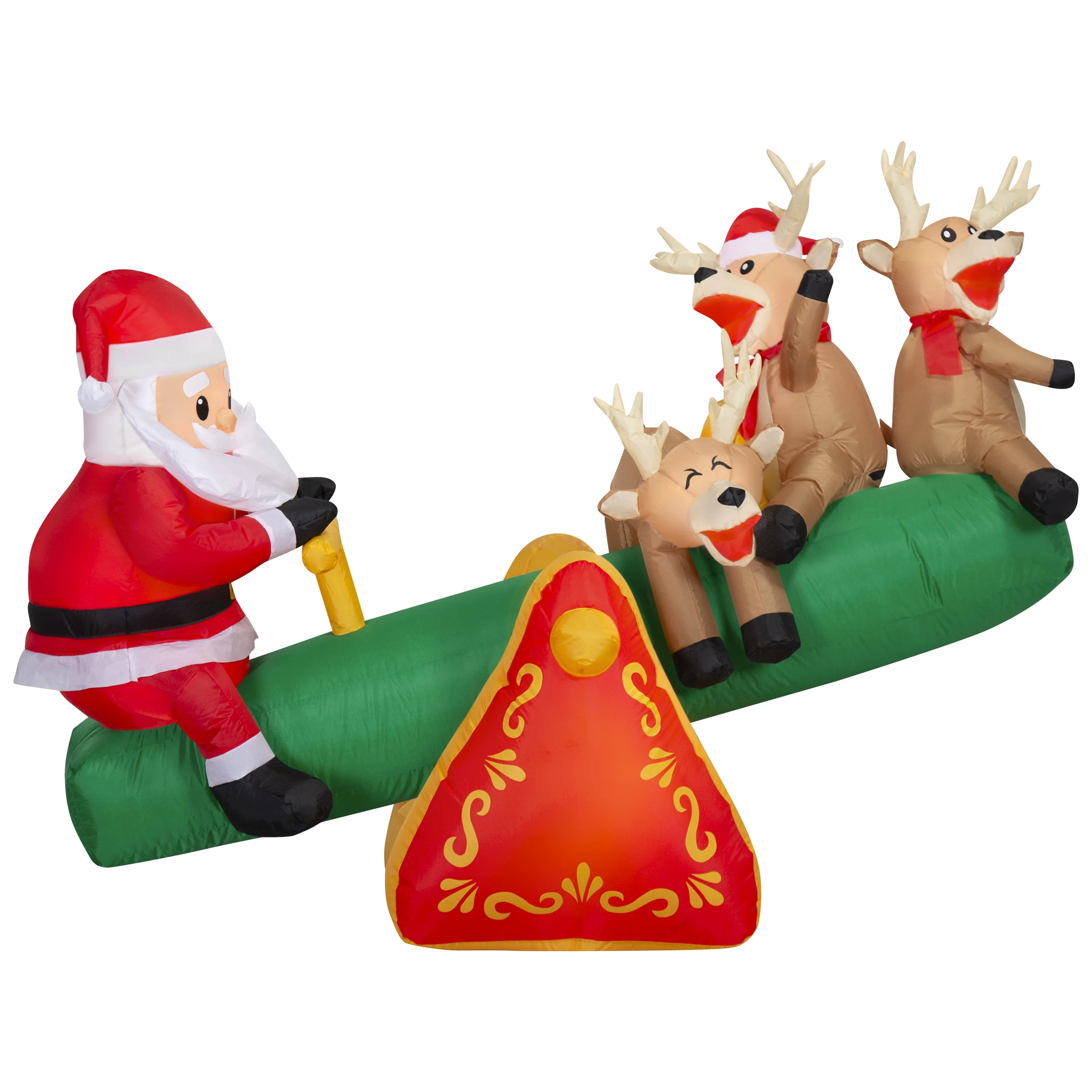 5.3 ft Animated Teeter Totter Santa and Reindeer Christmas Airblown Yard Inflatable, Multicolor, ... | Walmart (US)