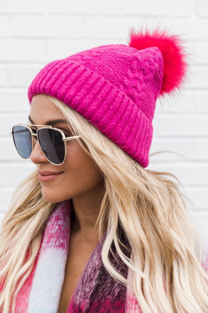 Leaving Messages Hot Pink Beanie | The Pink Lily Boutique
