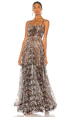 Bronx and Banco Midnight Noir Gown in Gold & Black from Revolve.com | Revolve Clothing (Global)