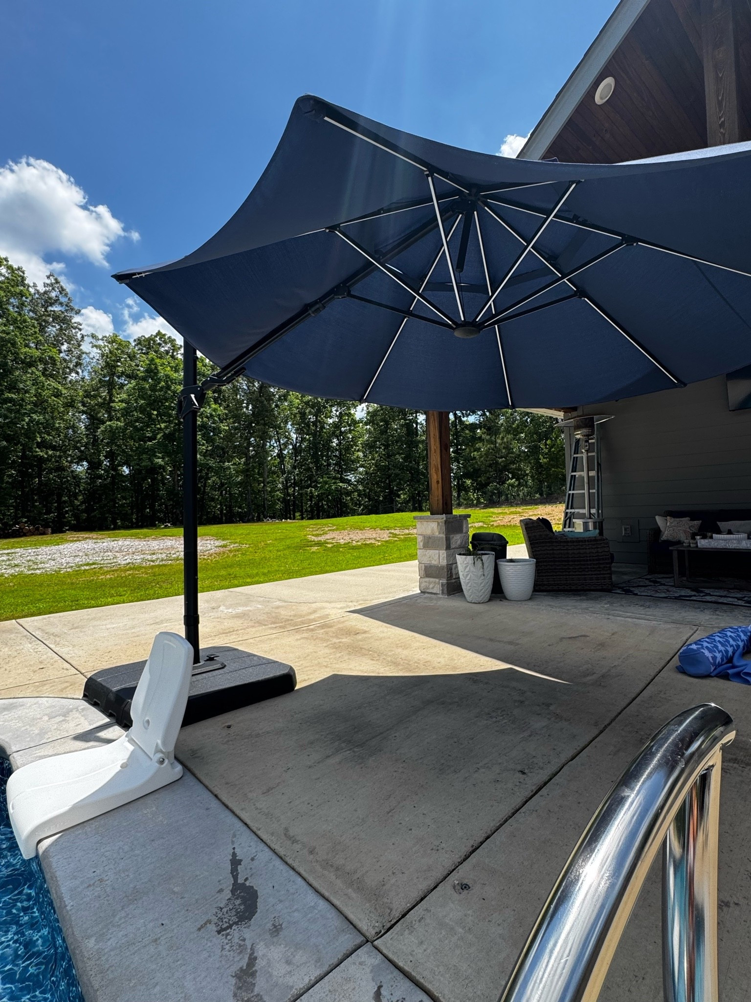 Large umbrella that lights up 
A must have from
Lowes