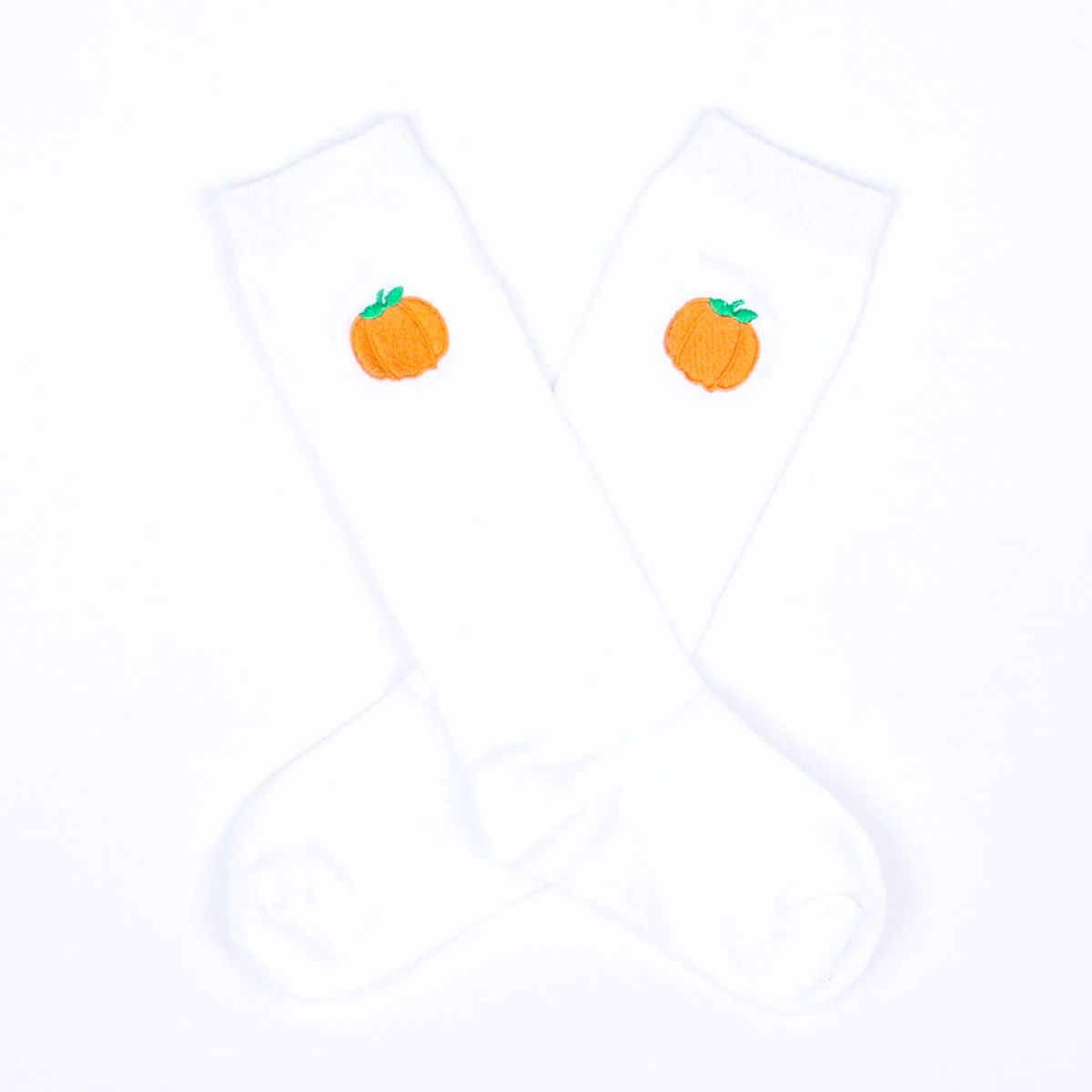 Pumpkin Embroidered Knee High Socks | Classic Whimsy