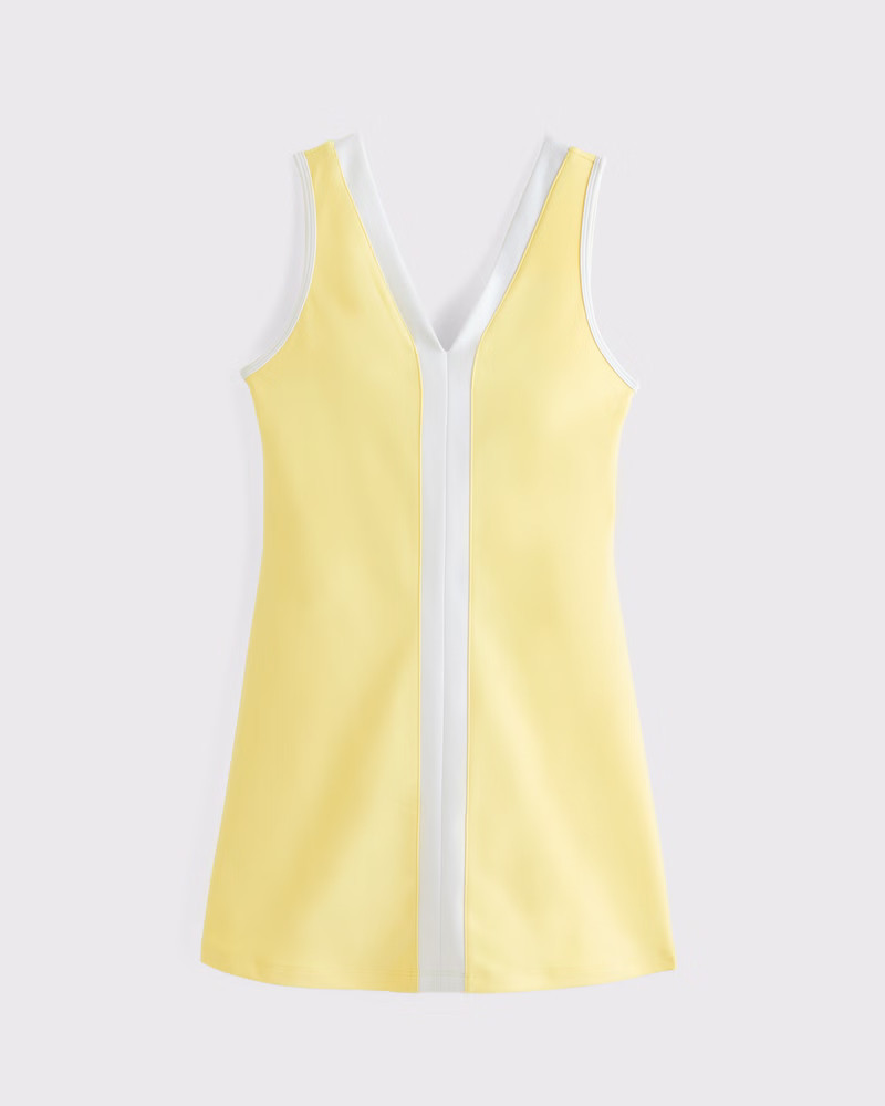 Abercrombie & Fitch Women's YPB sculptLUX V-Neck Mini Dress in Yellow - Size S | Abercrombie & Fitch (US)