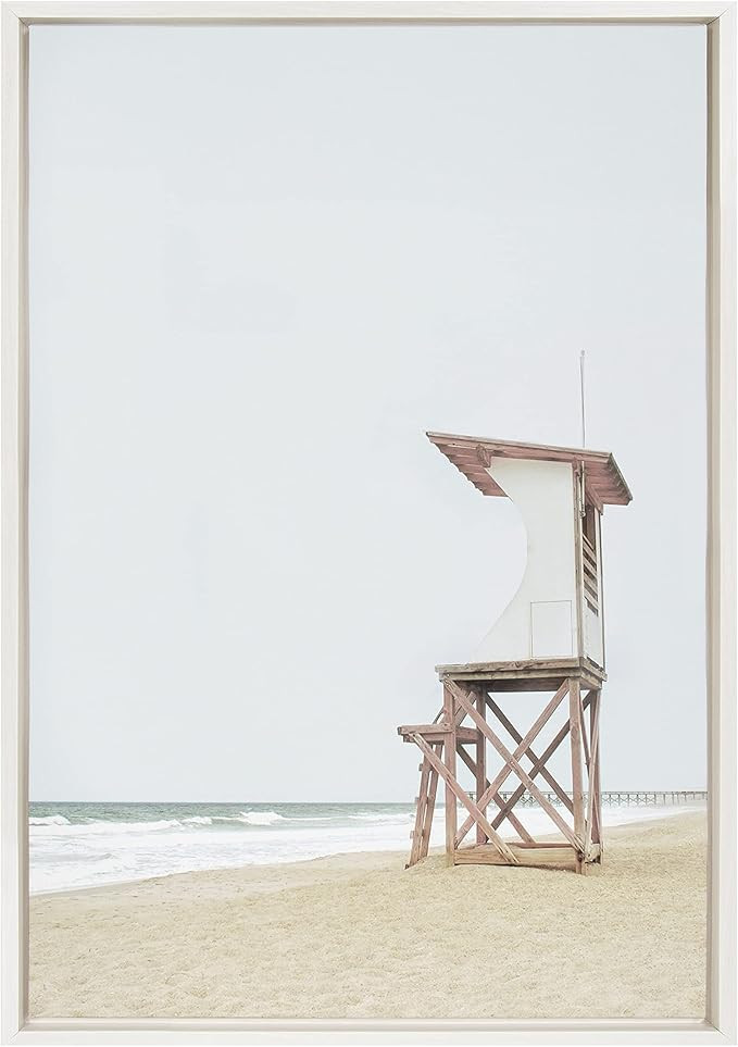 Kate and Laurel Sylvie Wood Ocean Beach Lifeguard Tower Framed Canvas Wall Art by The Creative Bu... | Amazon (US)