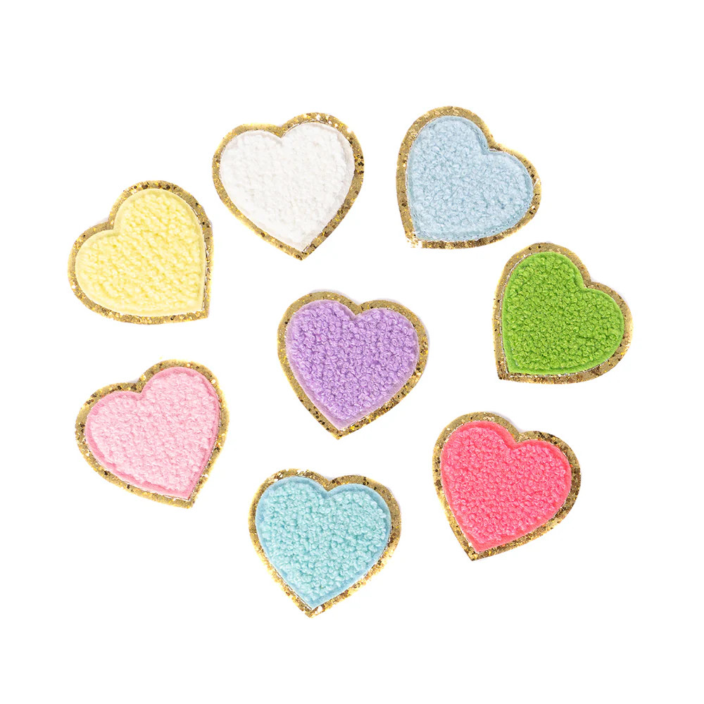 Chenille Sparkle Heart Patches (Set of 2) | Becco Bags