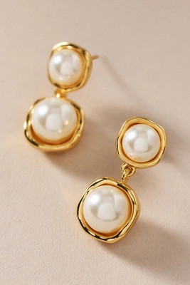 By Anthropologie Pearl Bezel Drop Earrings | Anthropologie (US)