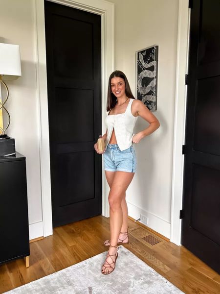 I’m loving this spring into summer look with this Abercrombie tailored vest square neck top and curve love high rise mom shorts. Wearing a size 27 in the shorts!

#LTKfindsunder100 #LTKstyletip #LTKSeasonal