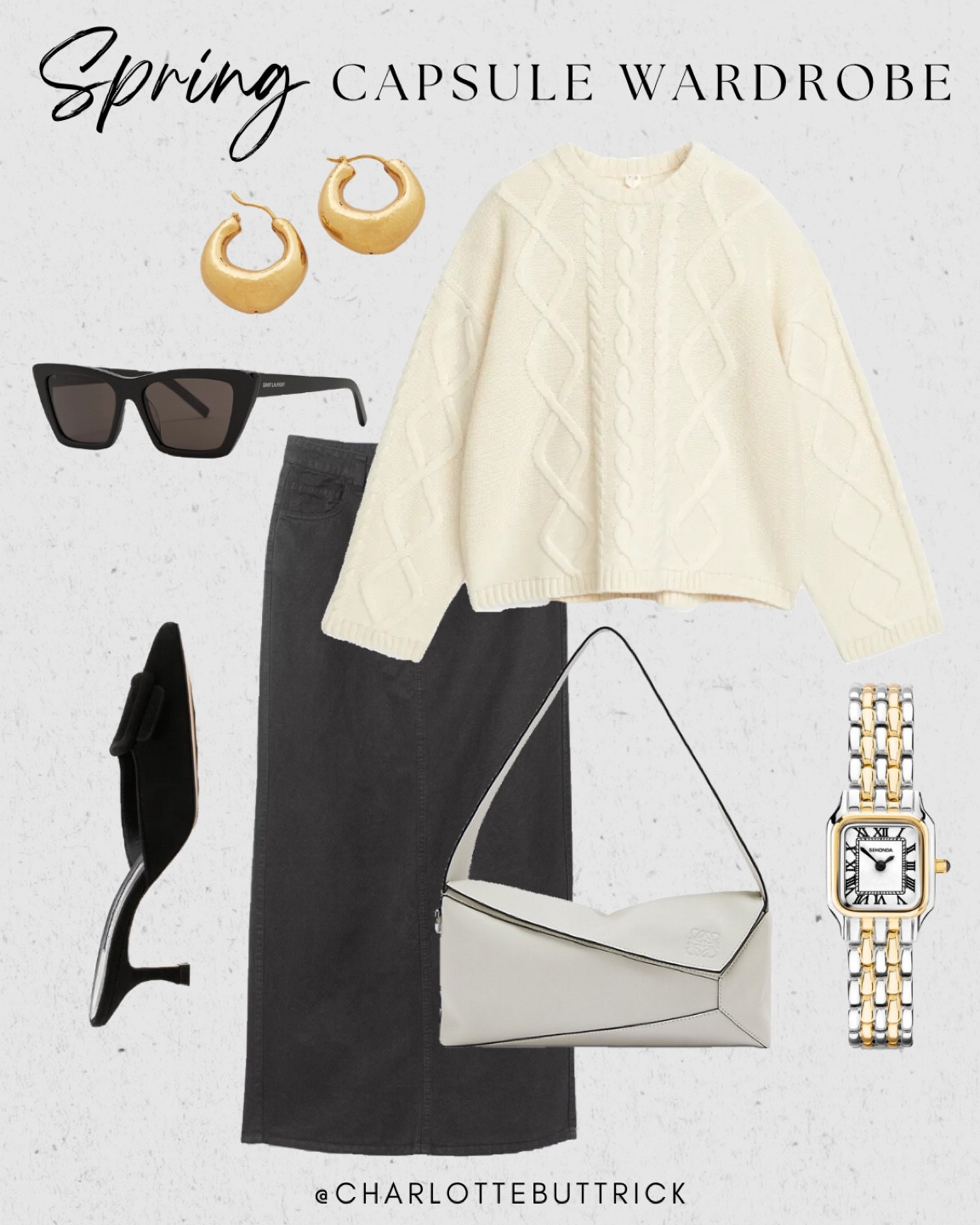 Classy outfit idea styling a denim maxi skirt + basics from my spring capsule wardrobe 

#capsulewardrobe #maxiskirt #classy 

#LTKsalealert #LTKSeasonal #LTKFind