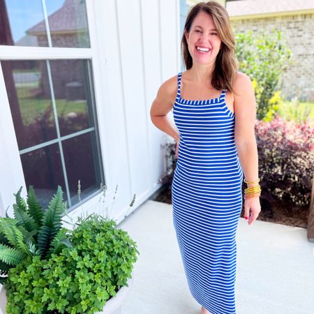 Memorial Day weekend is coming up, and Loft has the perfect sale on this blue and white striped midi dress! Love the quality and fit 🫶🏻

#LTKTravel #LTKSeasonal #LTKSaleAlert