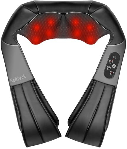 Nekteck Cordless Shiatsu Neck and Back Massager with Soothing Heat, Electric Deep Tissue 3D Kneading Massage Pillow for Shoulder, Leg, Body Muscle Pain Relief, Home, Office, and Car Use | Amazon (US)