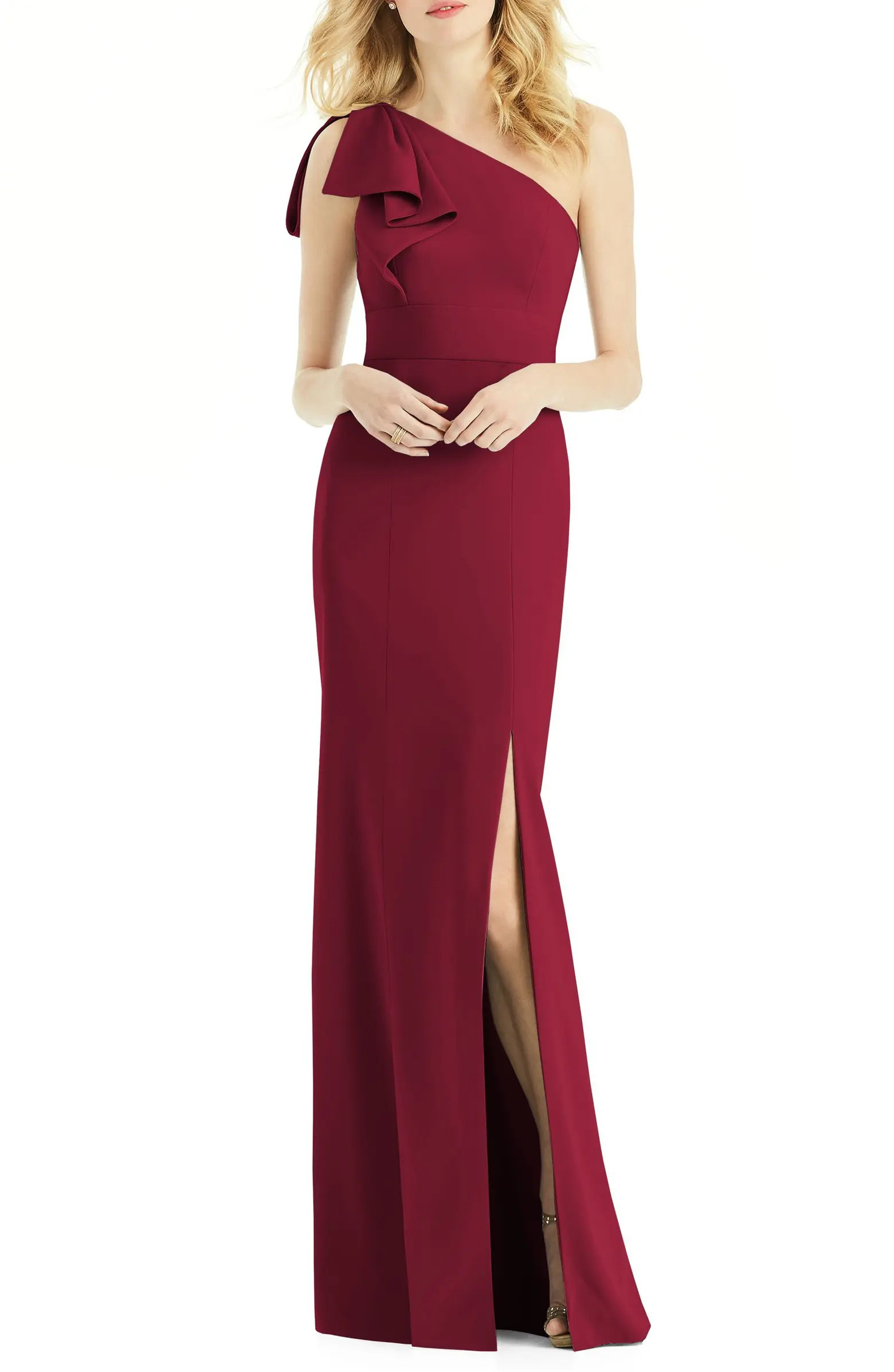 Bow One-Shoulder Trumpet Gown | Nordstrom