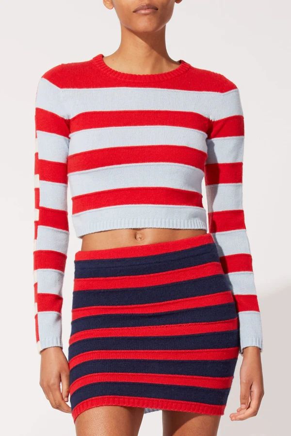 The Cropped June Pullover APPLE RED MULTI | Solid & Striped