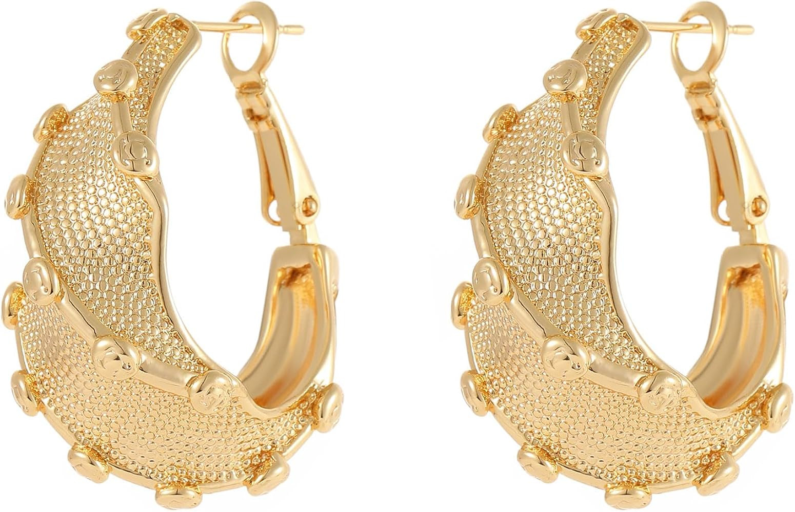 Gold Earrings for Women 14K Gold Hoop Earrings for Women Chunky Gold Earrings Dainty Twisted Dang... | Amazon (US)