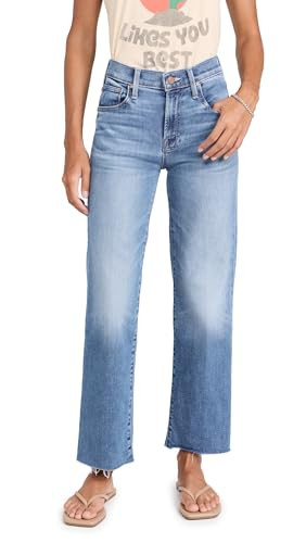 MOTHER Women's Mid Rise Rambler Zip Ankle Fray Jeans, Enjoy The Ride, Blue, 25 | Amazon (US)