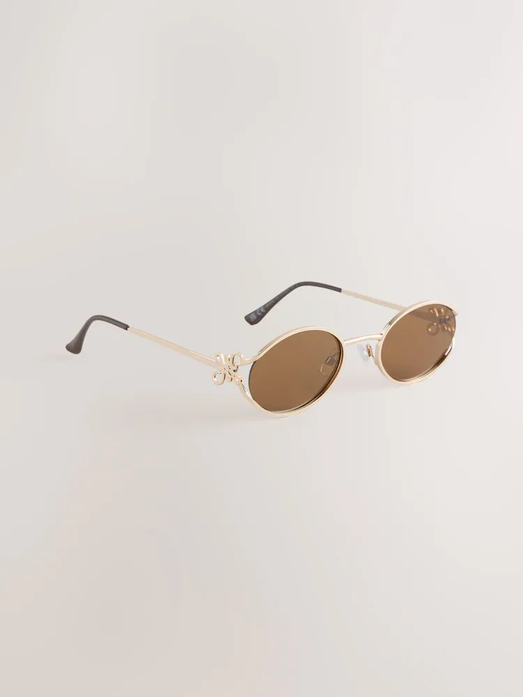 Buy Gold (Metal) Oval Sunglasses from Next Ireland | Next EU