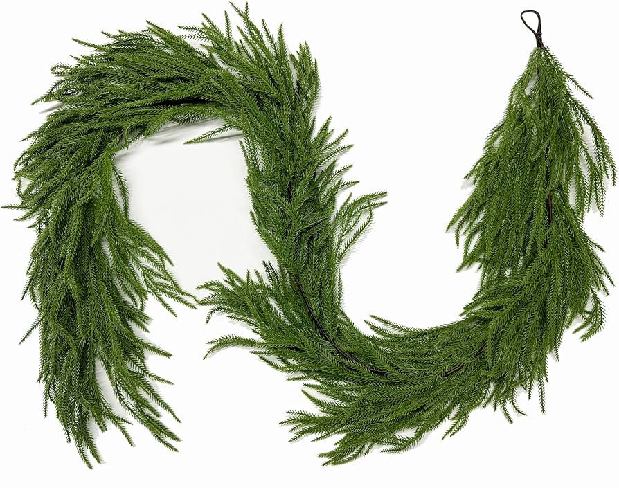 9FT Christmas Garland Norfolk Pine Garland Real Touch Artificial Greenery Garland for Mantle Fire... | Amazon (US)