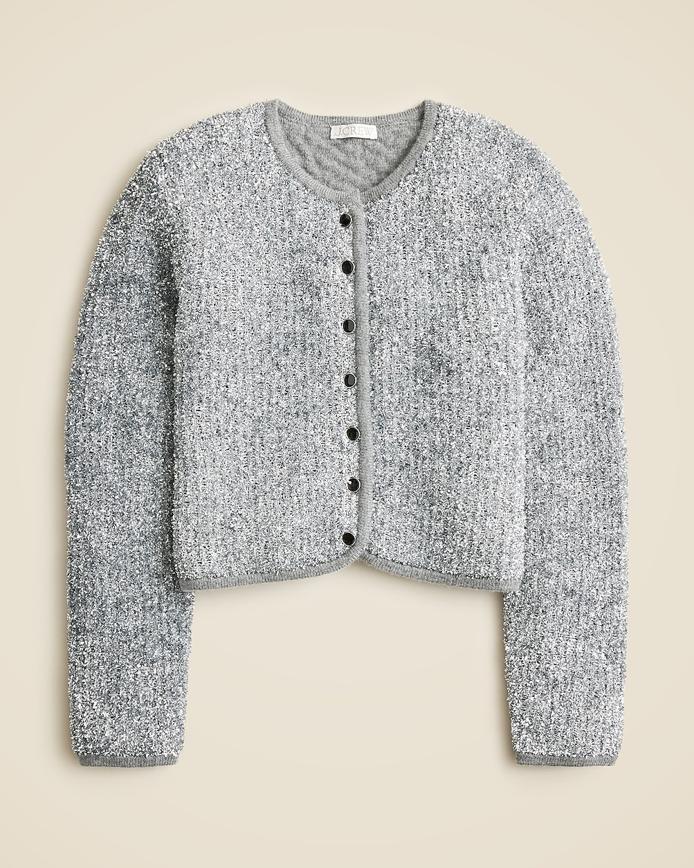 Sweater lady jacket in silver tinsel yarn | J. Crew US