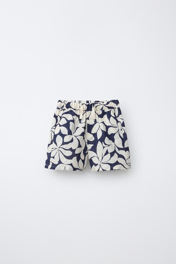 FLORAL PRINT SHORTS WITH COTTON AND LINEN | Zara US