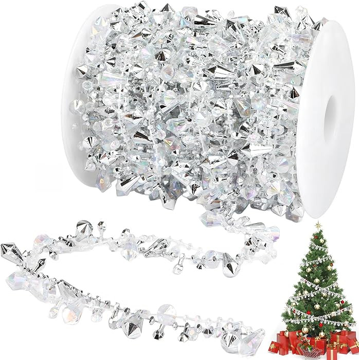 32.8 FT Christmas Garland Rustic Crystal Garland Ornaments, Christmas Tree Crystal Beads Garlands... | Amazon (US)
