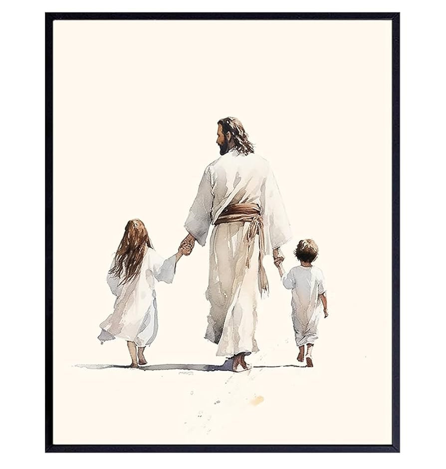 Jesus Christ Christian Wall Art & Decor - Religious Wall Decor - Kids Bedroom Baby Nursery Girls ... | Amazon (US)