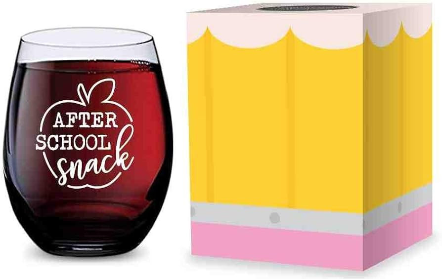 GSM Brands Stemless Wine Glass for Teachers (After School Snack) Made of Unbreakable Tritan Plast... | Amazon (US)