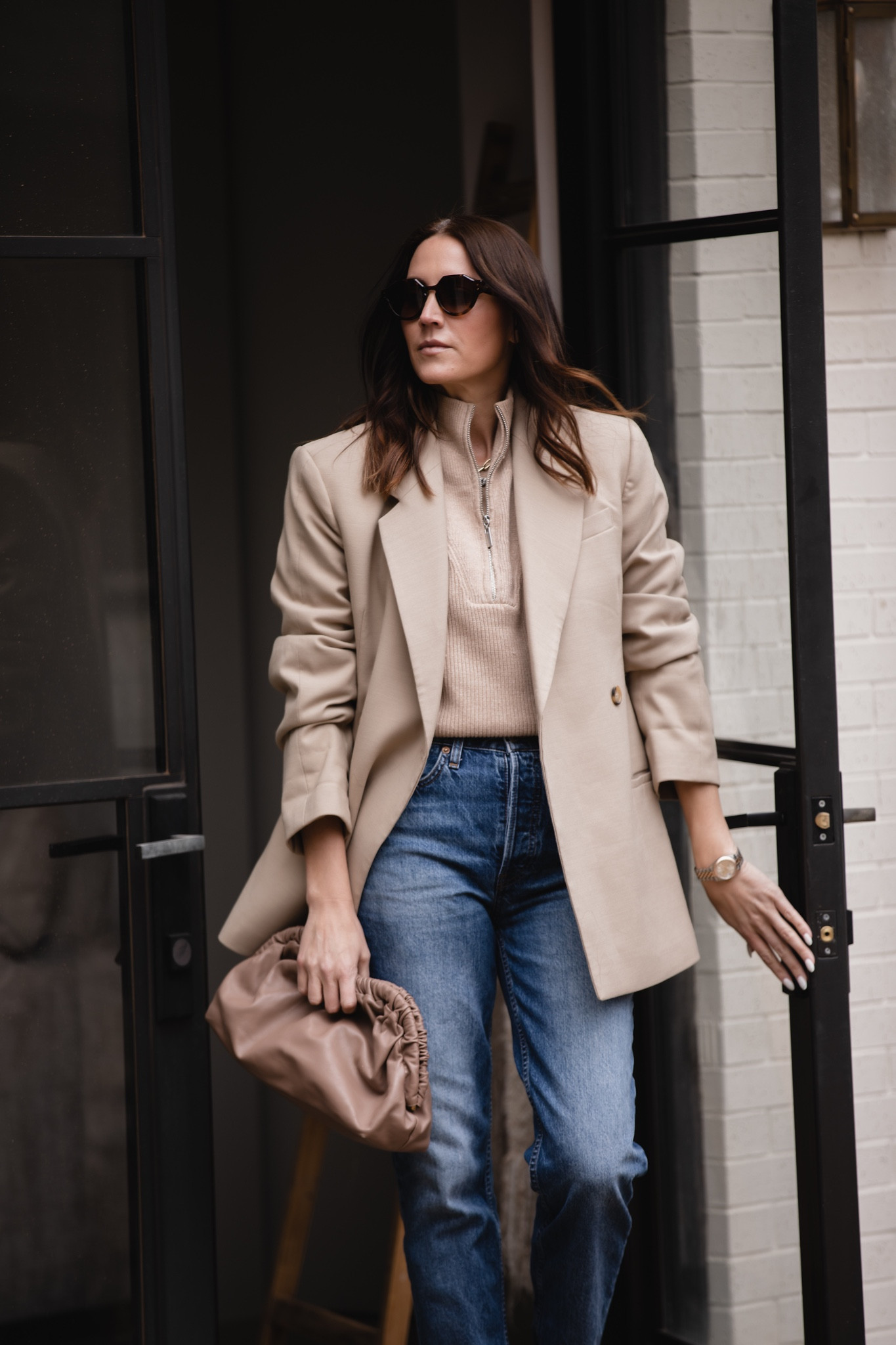 Mango half zip, blazer, jeans outfit 

#LTKstyletip #LTKworkwear #LTKFind