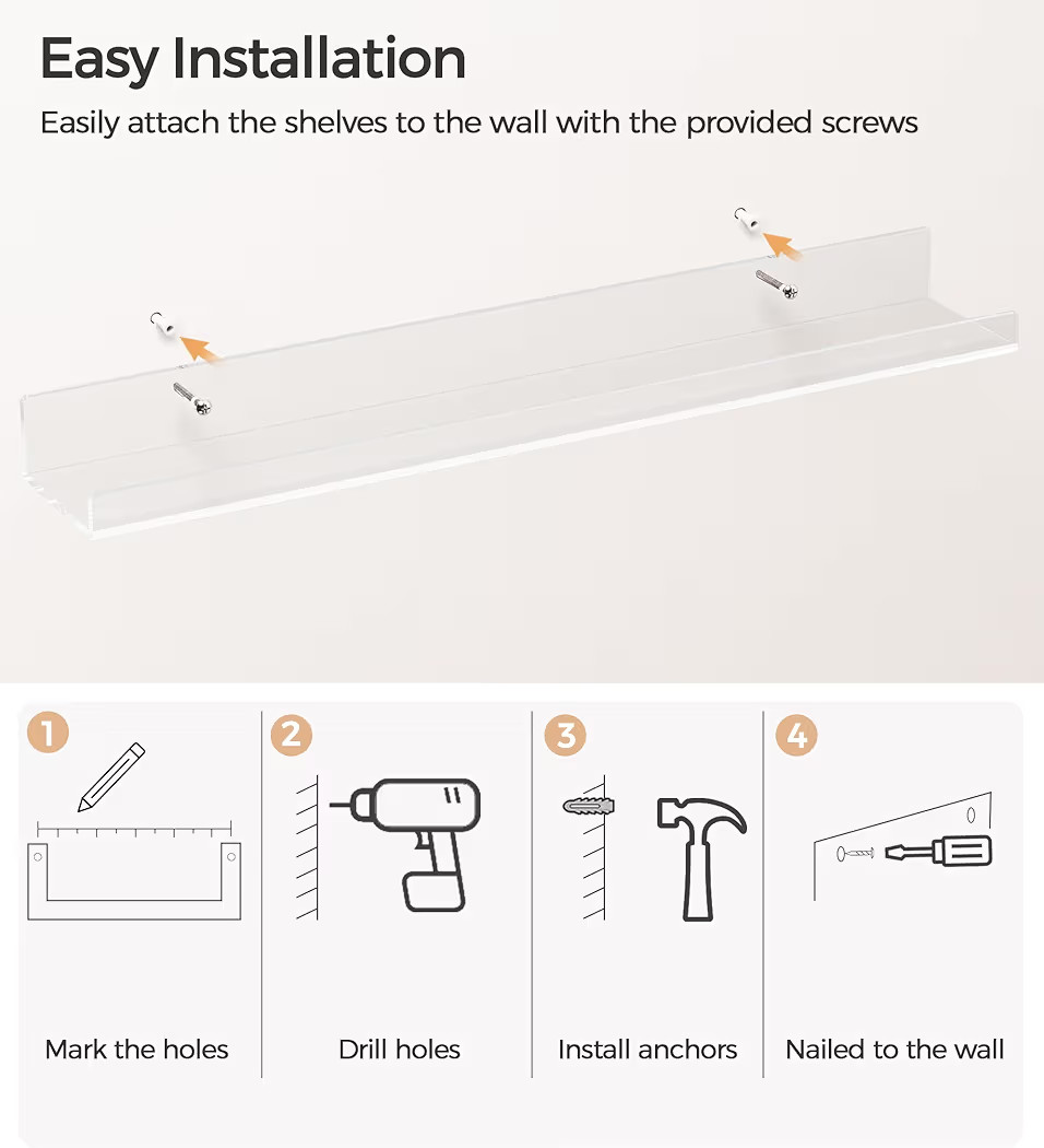 HBlife 36 Inches Invisible Wall Floating Bookshelf for Kids and Nursery, 16 Inch Stud Spacing Cle... | Amazon (US)
