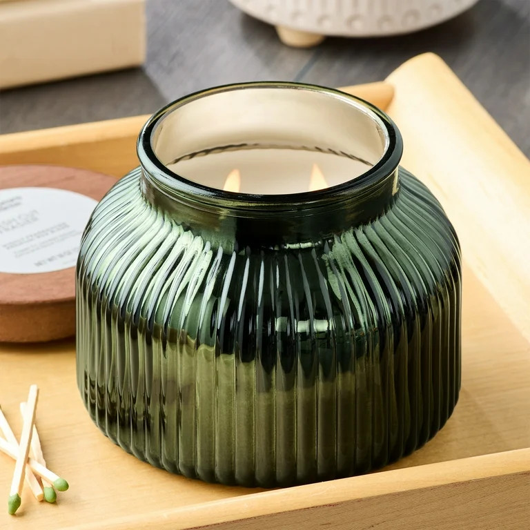 Better Homes & Gardens Fresh Cut Frasier Scented Cotton 2-Wicks Ribbed Mecury Glass Jar Candle wi... | Walmart (US)