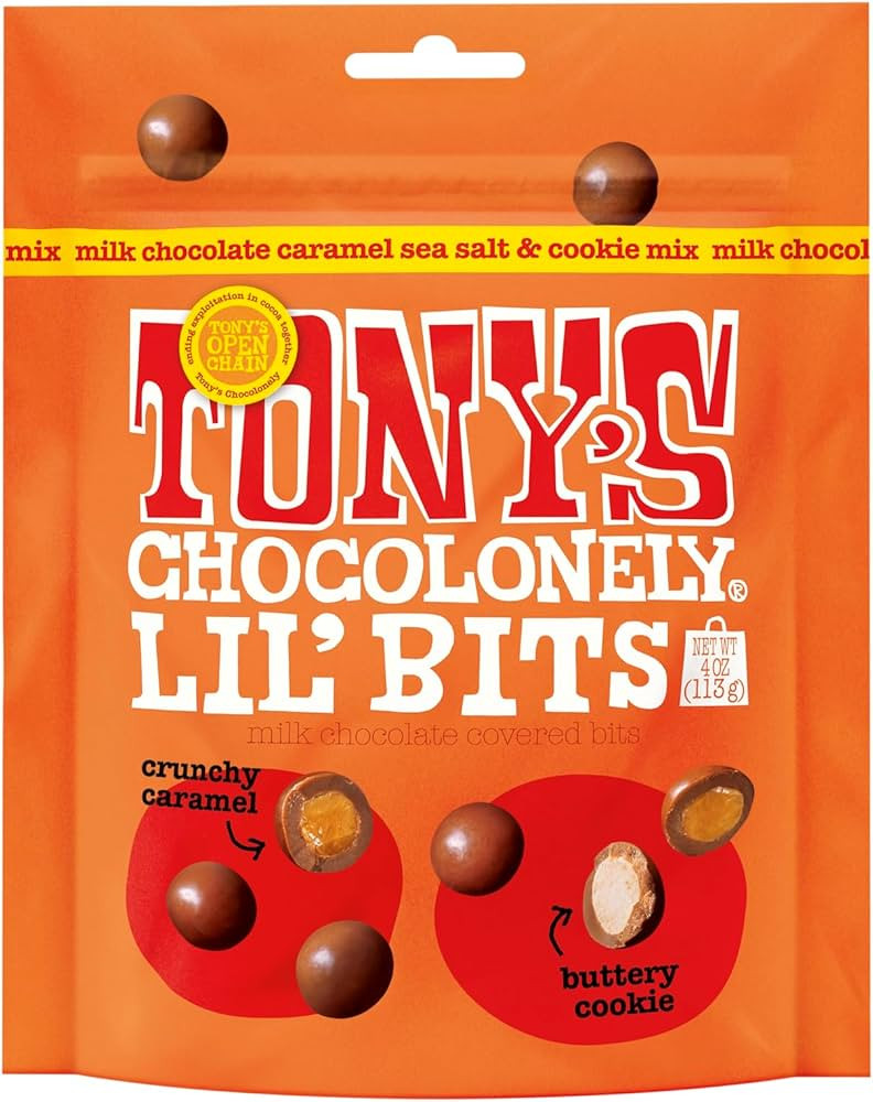 Tony’s Chocolonely Belgian Milk Chocolate Caramel Sea Salt & Cookie Mix Lil’ Bits Candy Piece... | Amazon (US)