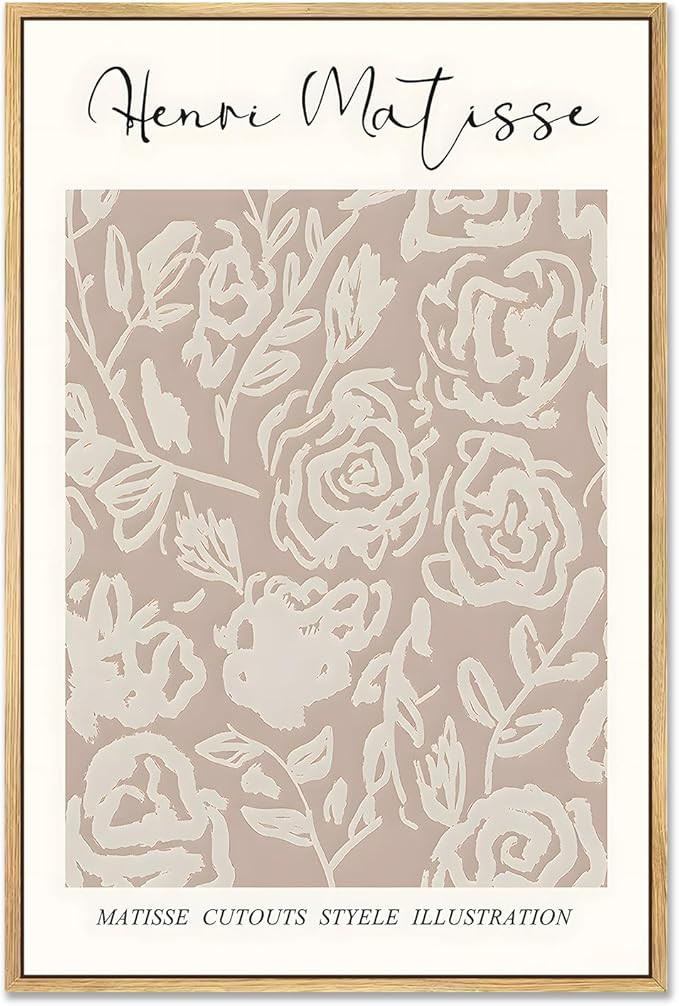 Zzudis Matisse Framed Wall Art,Matisse Beige Nature Rustic Flower Art Prints,Mid Century Neutral ... | Amazon (US)