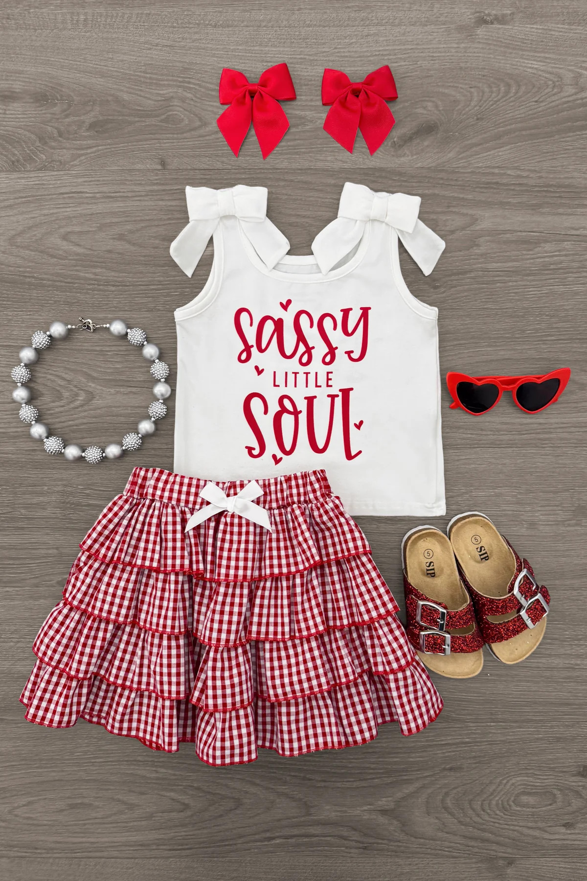 "Sassy Little Soul" Gingham Skirt Set | Girls' Spring & Summer Clothing
 \u2013 Sparkle In Pink | Sparkle In Pink