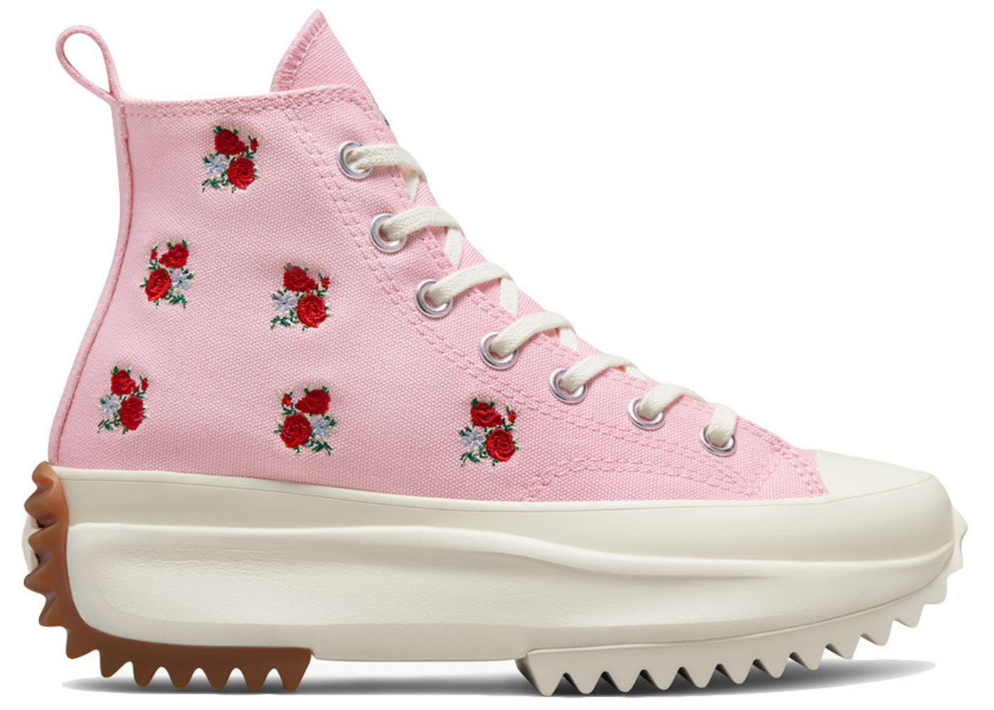 Men's Converse Run Star Hike Platform Hi Embroidered Floral Sneakers in Sunrise Pink/University Red | StockX