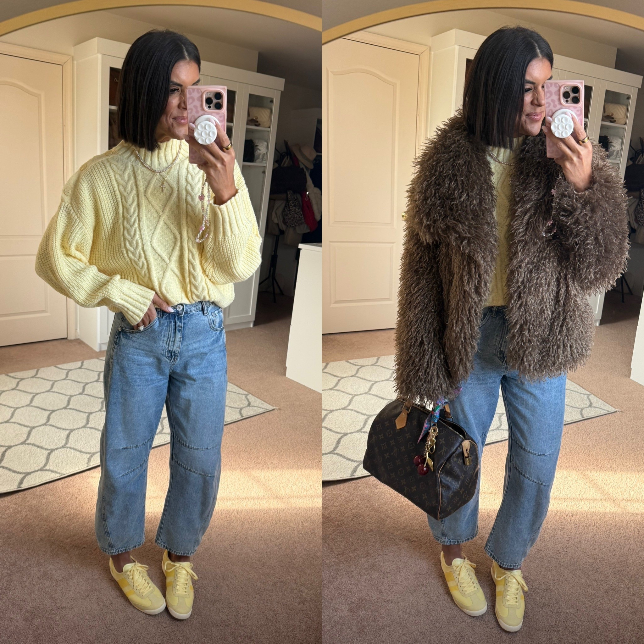 Size small in sweater and fur size 2 in jeans

#LTKSeasonal