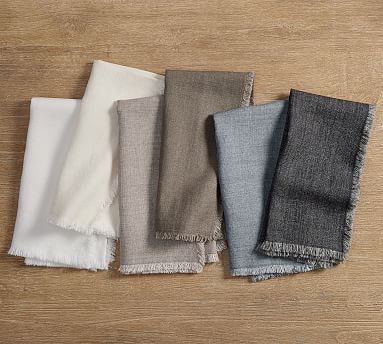 Frayed Oversized Linen Napkins - Set of 4 | Pottery Barn (US)