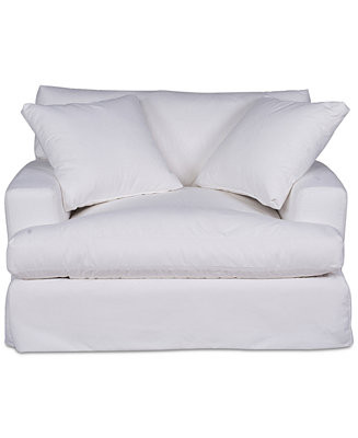 Brenalee 53" Performance Fabric Slipcover Chair and ½ with Two Pillows | Macy's