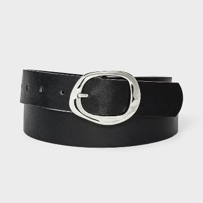Wavy Center Buckle Belt - A New Day™ Black XS | Target