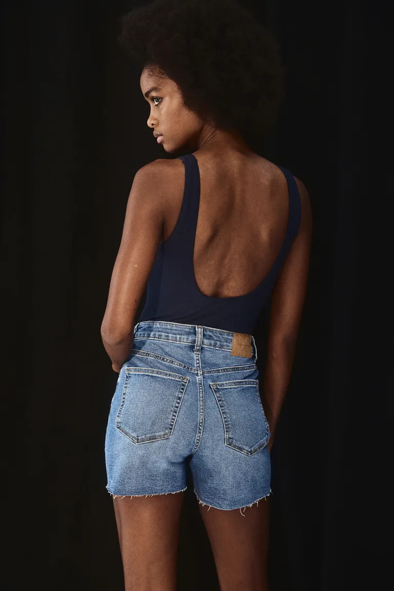 Skinny High Denim Shorts - Denim blue - Ladies | H&M US | H&M (US + CA)