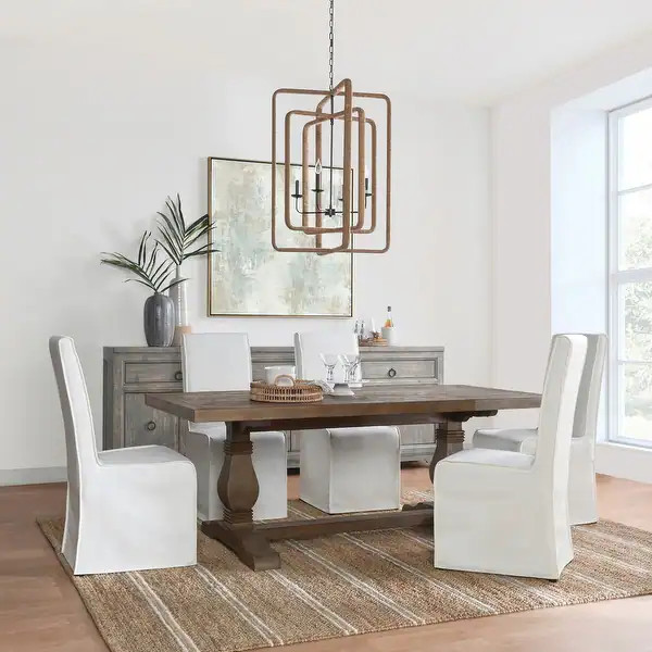 Caleb Reclaimed Pine Dining Table, Distressed Brown | Bed Bath & Beyond