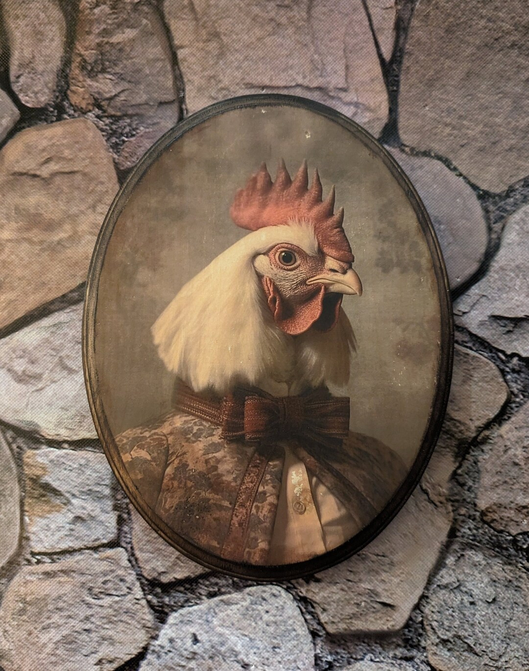 Mr Rooster Chicken Victorian Portrait - Vintage Style Cottagecore Farm Animal Wall Art - Wooden D... | Etsy (US)